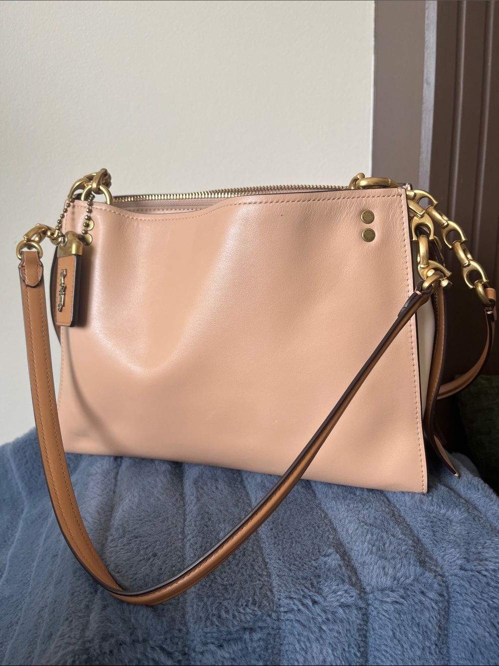 Coach Rogue Shoulder Bag in Beechwood/Chalk/Burgundy